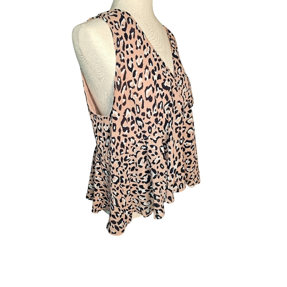 Davy n Dani Leopard Print Sleeveless Top Blouse Baby Doll Size Large